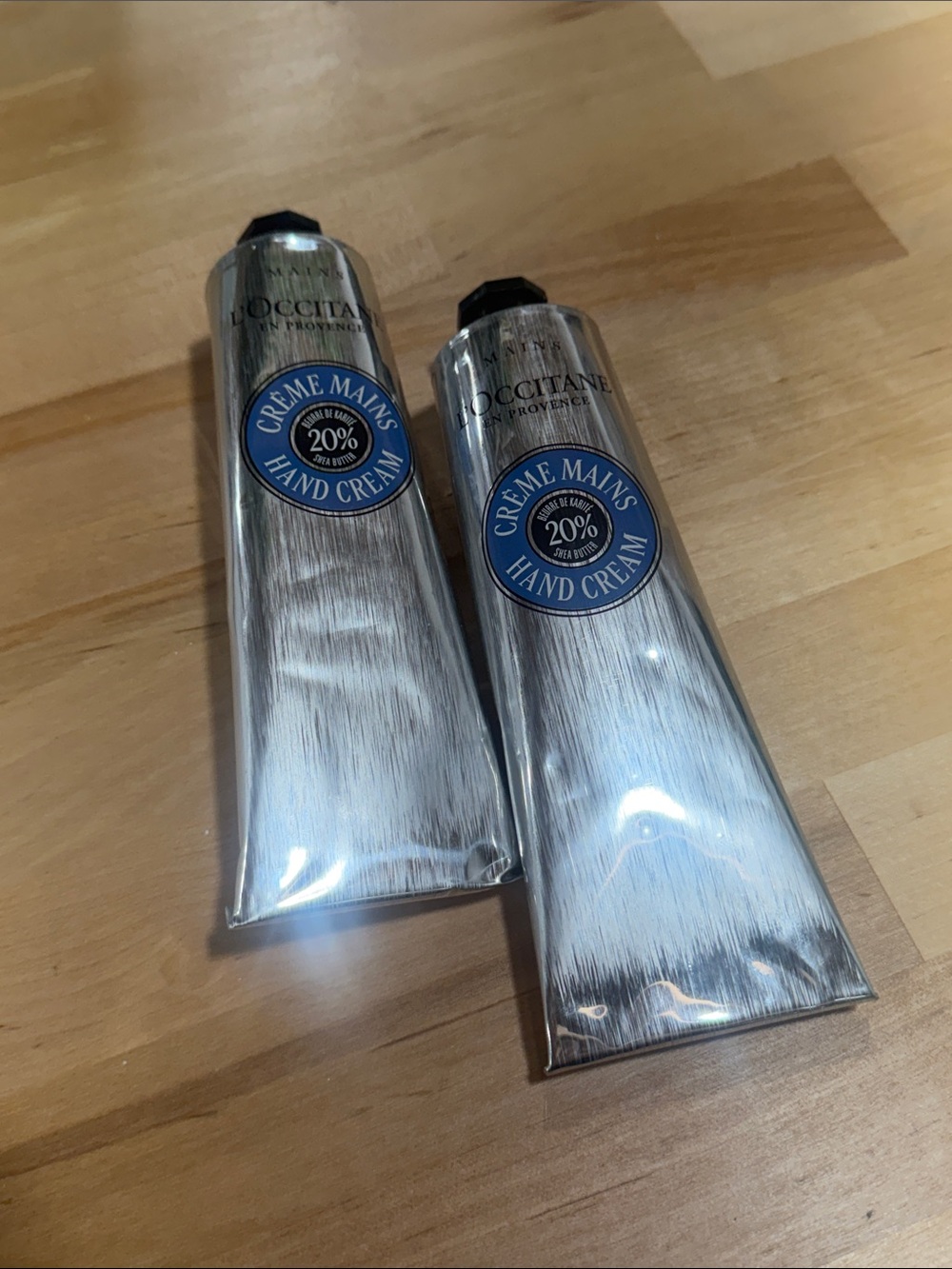 L'OCCITANE Silver Hand Cream Tubes with Blue Labels